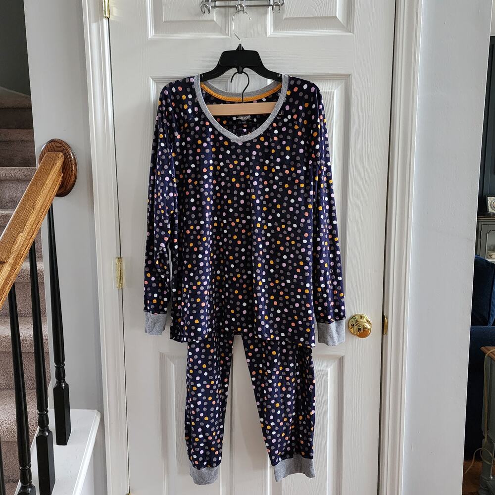 Cuddl Duds Tall XXL Pajama Set Polka Dot Plush Lounge Sleepwear